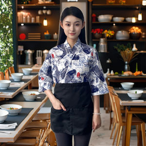 เสื้อเชฟกิโมโนแขน 3/4 ระดับพรีเมียม ระบา<span class=keywords><strong>ย</strong></span>อากาศได้ดี แบบผูกเชือกสไตล์ญี่ปุ่น สำหรับร้านอาหารซูชิ ชุดยูนิฟอร์มร้านอาหาร บาร์ สำหรับฤดูร้อน - Product Image 2