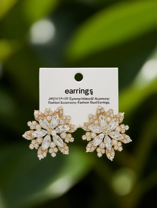 Orecchini a Perno alla Moda con Cristalli Placcati in Oro, Gioielli Geometrici da Festa per Donne - Product Image 2