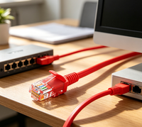 Kabel LAN CAT6 1000m Jaringan Ethernet UTP 26AWG Jaket PVC Biru Abu-abu Konektor Berlapis Emas Kabel Komunikasi Luar Ruangan