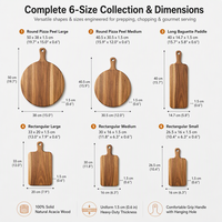 Planche de service en bois d'acacia avec poignée, plateau à charcuterie rond et rectangulaire, plateau de présentation alimentaire pour la maison et la cuisine