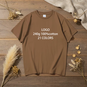 Camisetas de algodón 100% transpirables de manga corta para hombre, estilo casual, con hombros caídos, 21 colores sólidos, novedad 2026 - Product Image 1