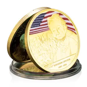 US President Abraham Lincoln Souvenirs And Gifts Gold Plated US Challenge Coin Collectible President Commemorative Coins