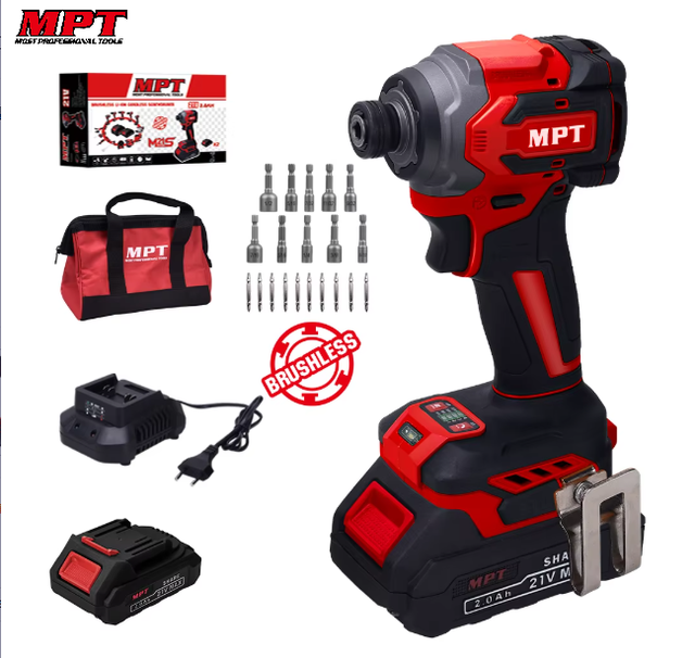 MPT Power Tools 21V 25PCS Brushless Li-ion Cordless Impact Driver Kit MPCDR21240.K01