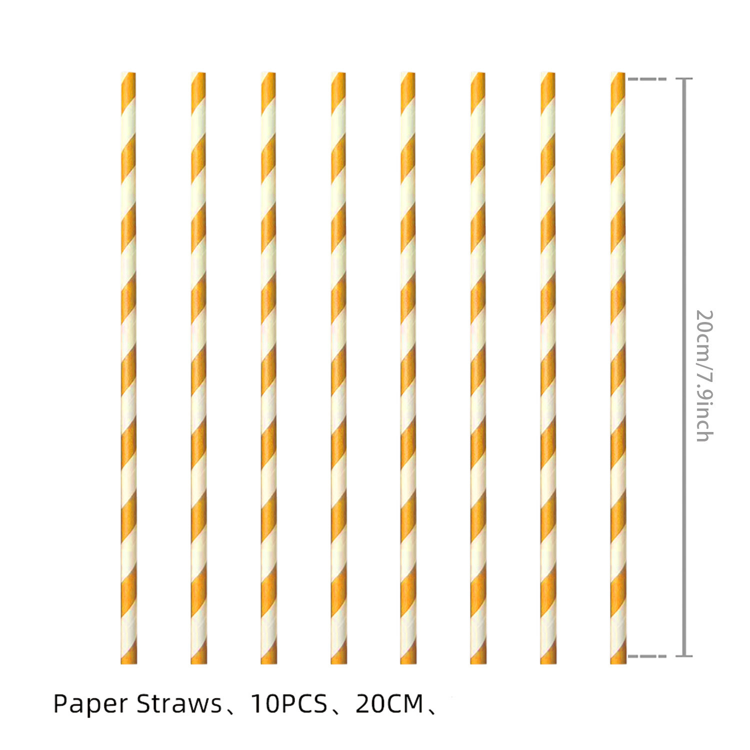 Gold- Straws x10pcs