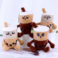 Porte-clés en peluche tasse de thé au lait perlée mignonne de 12 cm, jouet doux, cadeaux personnalisés en gros