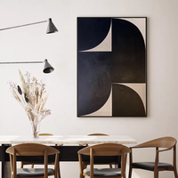 Grande peinture murale Wabi Sabi de couleur neutre, beige et terre cuite, art mural minimaliste, texture brune, peinture à l'huile abstraite géométrique