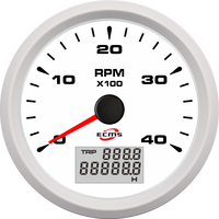 Compteur de régime moteur marin ECMS blanc 85 mm 4K RPM 9-32V IP67 étanche en acier inoxydable 316L avec lunette