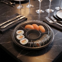 Nouvelle boîte d'emballage pour plateau de snacks, sandwichs et sushis à emporter, conteneur alimentaire rond jetable en plastique avec couvercle, plateau à sushis