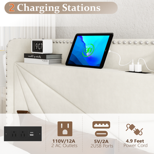 <span class=keywords><strong>Cadre</strong></span> de lit moderne multifonctionnel pour chambre à coucher avec double tiroir USB - Product Image 6