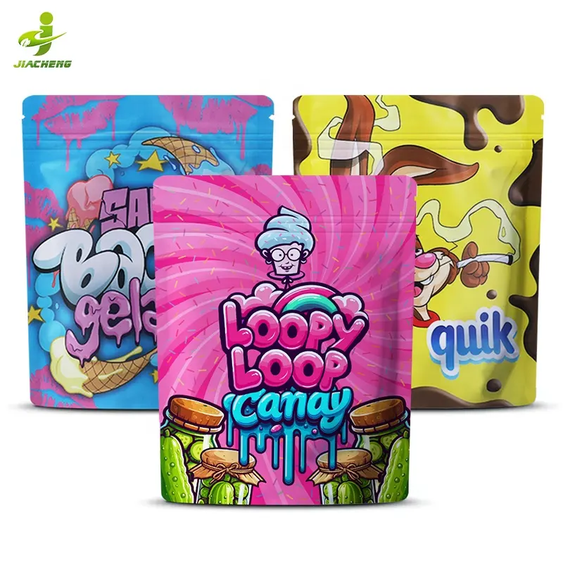 Custom Printed Heat Seal 3.5 28g 1oz 1lb 1 lb Candy Doypack Smell Proof Stand Up Pouch Plastic Packaging Mylar ZipLock Bags