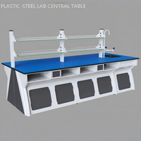 Table de laboratoire en plastique et acier 2800*1200*780mm |   Plateau en résine phénolique de 12,7 mm |   Avec évier et étagère à réactifs