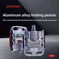 Pédale de vélo pliable Gineyea K505F Windrunner 2DU en alliage d'aluminium structurel pour finition anodisée argent brillant
