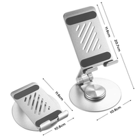 Support de téléphone portable pliable Great Roc A205, pivotant à 360° °   Réglable en hauteur en aluminium pour bureau et accessoires.