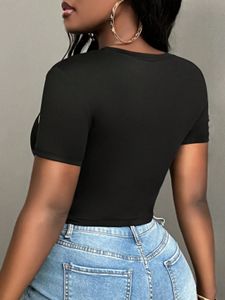 Peeqi verano 2025 nuevas camisetas de calle para mujer estampado de manga corta Casual moda camisetas gráfico moda Crop Top ropa de mujer - Product Image 5