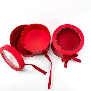 Scatola rotante a doppio strato di forma rotonda scatola romantica per bomboniere con fiori di rose conservati con coperchio trasparente - Product Image 2