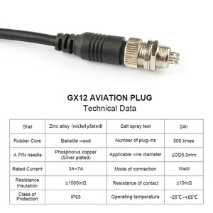 Nhà máy ép phun gx12 hàng không cắm 2-7pin không được che chở-1m PVC/PUR đúc Cáp nam/nữ kết nối - Product Image 2