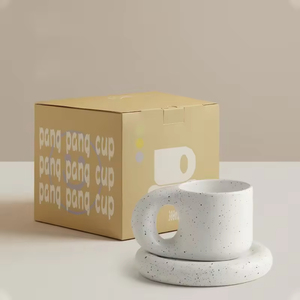 Nordic Style Solid Color High Ceramic Coffee Mug Creative Novelty <b>Cup</b> Saucer <b>Set</b> Dishwasher Microwave Safe Includes Spoon - Product Image 4