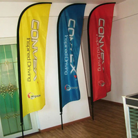 Drapeau de plage personnalisé avec impression sur mesure, en polyester, origine Chine, pour publicité extérieure et promotion.