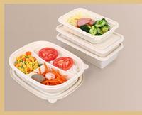 Conteneur alimentaire jetable compostable en gros, boîte à lunch biodégradable à compartiments multiples avec couvercle