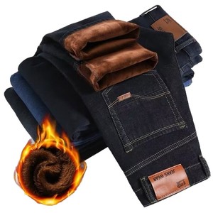 <span class=keywords><strong>Jeans</strong></span> Vintage Foderati in Pile per <span class=keywords><strong>Uomo</strong></span>, <span class=keywords><strong>Pantaloni</strong></span> Invernali Spessi e Larghi a Zampa d'Elefante, Lavaggio Medio, Caldi per Uomini di Mezza Età, Autunno Inverno - Product Image 5