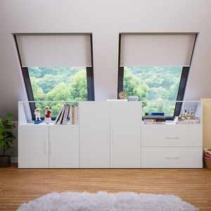 Estante Moderno con Techo Inclinado y Puertas, Efecto Roble, 100x52x90 cm, <span class=keywords><strong>para</strong></span> Techos Inclinados, con 3 Compartimentos, <span class=keywords><strong>para</strong></span> Apartamentos y Escuelas - Product Image 6