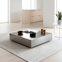 Table basse carrée en acier inoxydable poli miroir, structure monobloc, style moderne et minimaliste, durable, pour salon