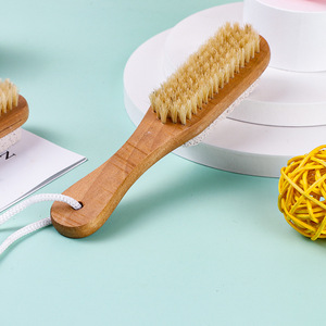 Cepillo de baño de madera de 16x3x3.5cm con piedra pómez, cepillo exfoliante para masaje corporal con mango largo para uso en la ducha - Product Image 1