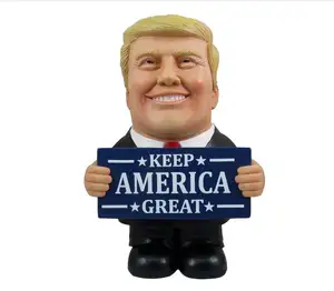 Indoor Outdoor Figurine with Keep America Great Sign 2024 Political Novelty Home Office Garden Decor Accent, 10-inch