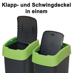 Abfallbehälter MIT Schwing- Oder klappdeckel, PP, bxtxh 260x340x470มม., สูดดม25ลิตร, schwarz/grün - Product Image 2