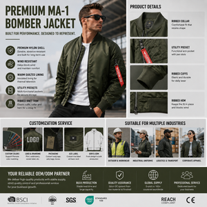 Giacche <span class=keywords><strong>Bomber</strong></span> <span class=keywords><strong>Oversize</strong></span> Spesse da Esterno Stile Volo MA1 OEM con Design Personalizzato alla Moda - Product Image 2