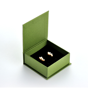 PackSecret Wholesale Custom Gold Logo <b>Book</b> Style Magnetic Jewelry <b>Box</b> Green Square Luxury Carton Packaging for Necklaces - Product Image 1