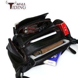 Tiding - Riñonera de Cuero Genuino para Hombre, Bolso de Pecho Antirrobo, Diseño Casual, Color Sólido 3046 - Product Image 5