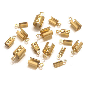 Nút bịt đầu dây da mạ vàng PVD 18K bằng thép không gỉ 1/2/3/4/5mm, phụ kiện làm vòng tay tự chế - Product Image 1