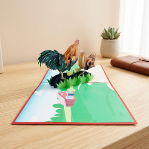 Meilleure Vente : Carte en Papier 3D Lavable Personnalisée, Motif Famille de Poulets, Artisanat Vietnamien Fait Main, Papier Animal pour la Saint-Valentin - Product Image 2