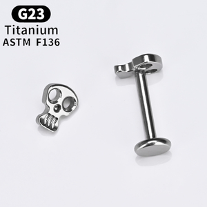 Gioielli per Piercing in Titanio ASTM F136 con Filettatura Interna a Forma di Teschio 16G 8mm Punk per Helix Labbra Orecchie - Product Image 2