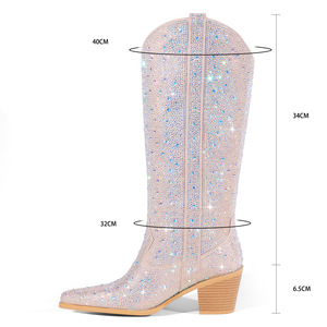 Scarpe da <span class=keywords><strong>donna</strong></span> di alta qualità rosa con tacco alto da Cowboy stivali da <span class=keywords><strong>donna</strong></span> - Product Image 5