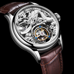 จัดส่งของสำหรับนาฬิกาโครงกระดูกไขลานนาฬิกาแร่ Tourbillon หนังกันน้ำขนาด22มม. หังโจว - Product Image 2