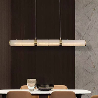 Luminaire suspendu moderne et simple en cuivre et albâtre, contemporain, 3000K, hauteur réglable, décoration intérieure