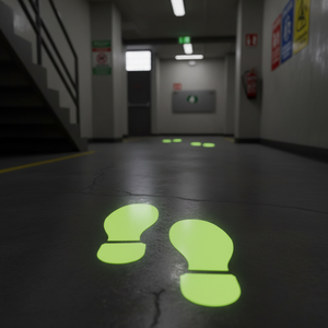 <b>Yellow</b> Photoluminescent Material Footprint Laminated Floor Marker Promotional Reflective <b>Stickers</b> & Lights - Product Image 3