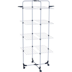 4 niveaux <span class=keywords><strong>40M</strong></span> support de séchage de vêtements en métal durable, cintre de séchage de vêtements avec roues - Product Image 1