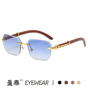 Lunettes de soleil carrées UV400, monture dorée, unisexes - Product Image 5