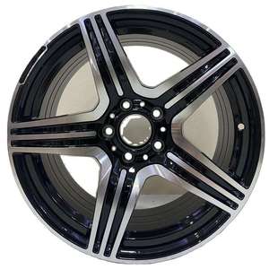 Jante en alliage d'aluminium véritable LHXT YX620 de 17 pouces, 5x112, 5 branches, noir brillant avec finition usinée, pour Mercedes-AMG - Product Image 1