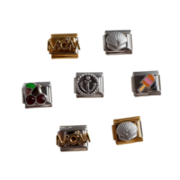 Nouveauté 2025 – Bracelet à breloques italien DIY, breloques glace, ancre, coquillage, en acier inoxydable 304 plaqué or 9 mm – Cadeau élégant unisexe