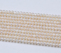 Bijoux Redleaf en perles d'eau douce naturelles de qualité 5A, forme ronde blanche de 3.5 à 4mm, brin de perles semi-rondes de 36cm