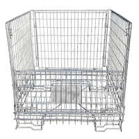 Récipient en treillis métallique galvanisé au zinc empilable pliable de stockage Cage à palettes en métal pour bouteille de vin bacs empilables en métal