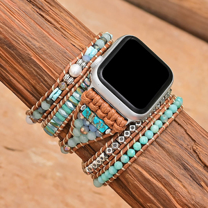 <span class=keywords><strong>Correa</strong></span> de reloj de 5 capas con cuentas de <span class=keywords><strong>piedra</strong></span> natural, estilo bohemio, tejida, para <span class=keywords><strong>Apple</strong></span> <span class=keywords><strong>Watch</strong></span> - Product Image 1