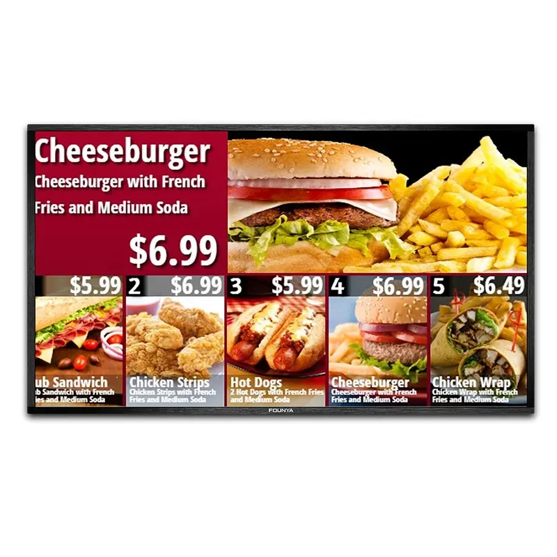 LCD restaurant digital menu board display screen call menubar digital signage