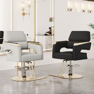 Sillón de Barbería de Alta Gama para Hombre, Sillón de Cuero Sintético con Base de Acero Inoxidable Negro, Giratorio y con Elevación, Muebles de Salón de Peluquería - Product Image 6