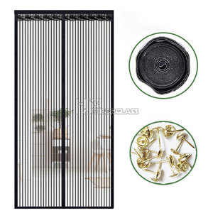 Tay miễn phí chống muỗi Polyester Net ma thuật màu đen cửa sổ cửa lưới côn trùng bay Màn hình rèm với 36 nam châm lưới cửa màn hình - Product Image 1