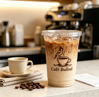 Gobelets en plastique PET écologiques personnalisables avec logo, jetables, transparents, pour boissons froides, avec couvercles et pailles, pour café glacé et matcha